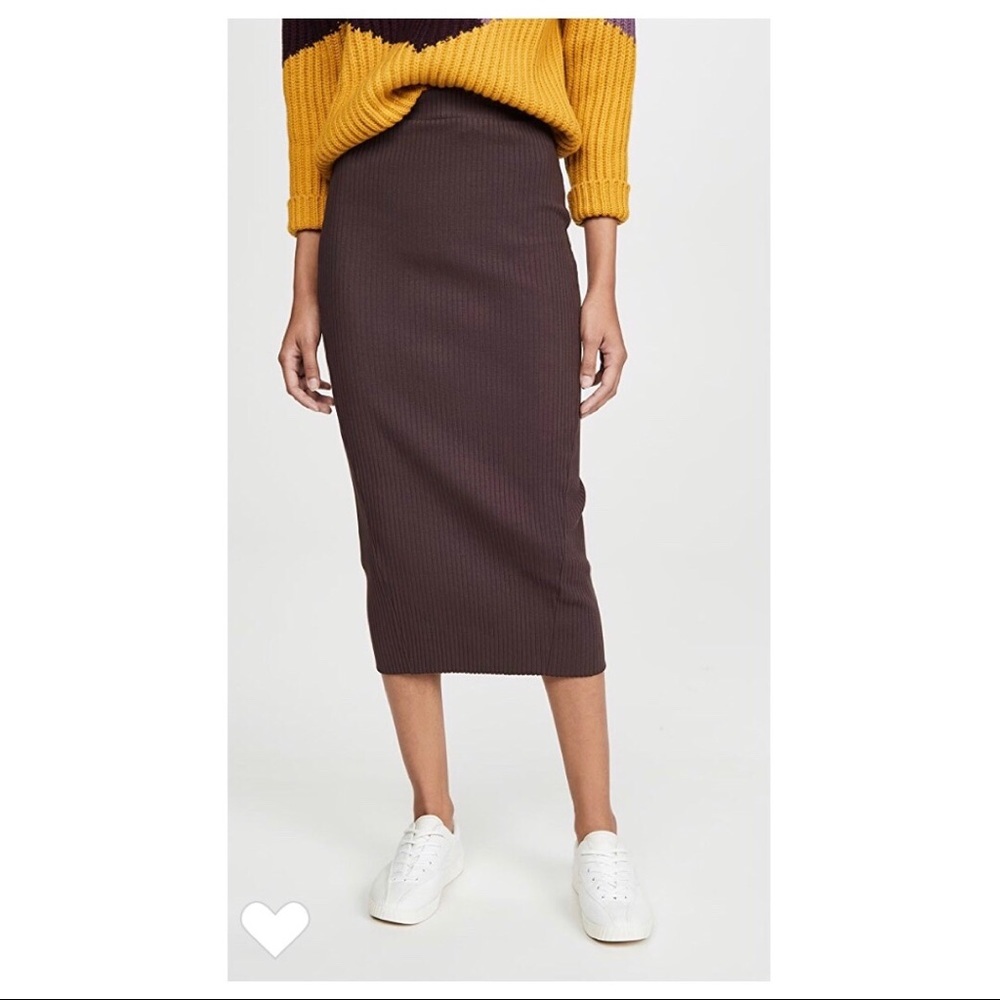 Stateside brown bodycon rib midi shirt